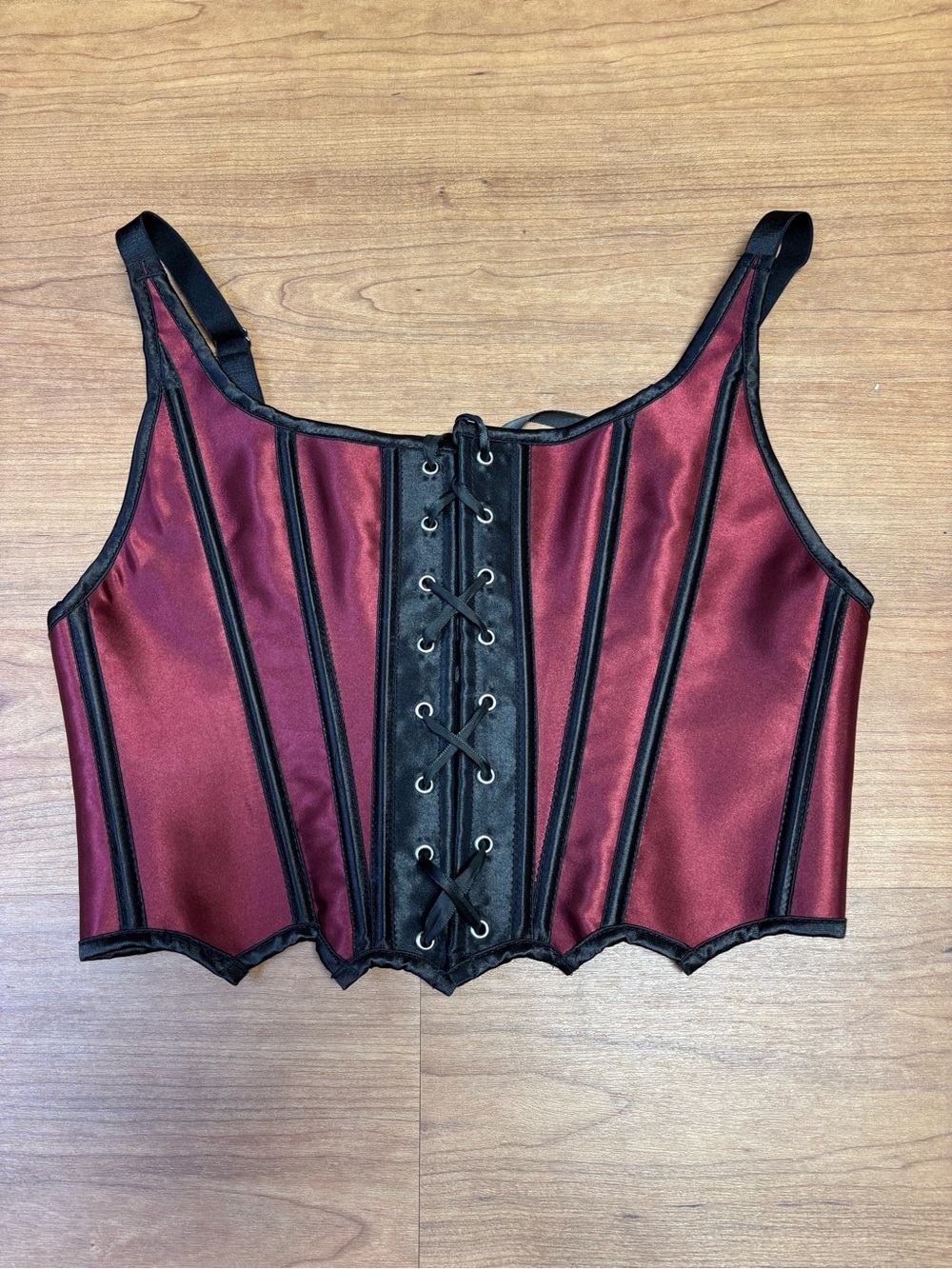 Forest Ink Gothic Red Batwing Corset with Black Details